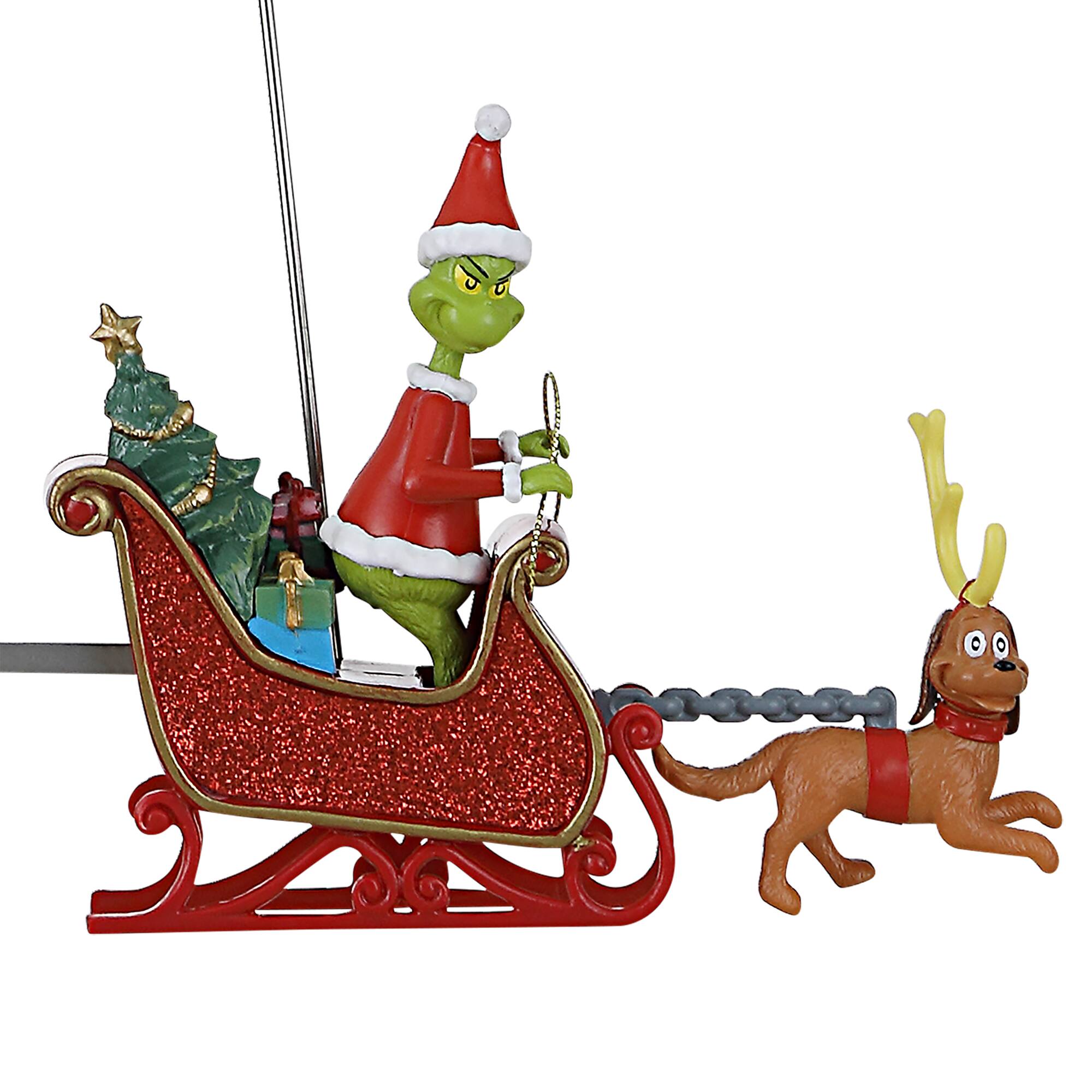 Mr. Christmas Animated Grinch Sleigh Tree Topper with Banner